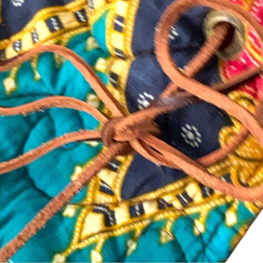 Quilted Drawstring Colorful Patterned Backpack In… - image 7